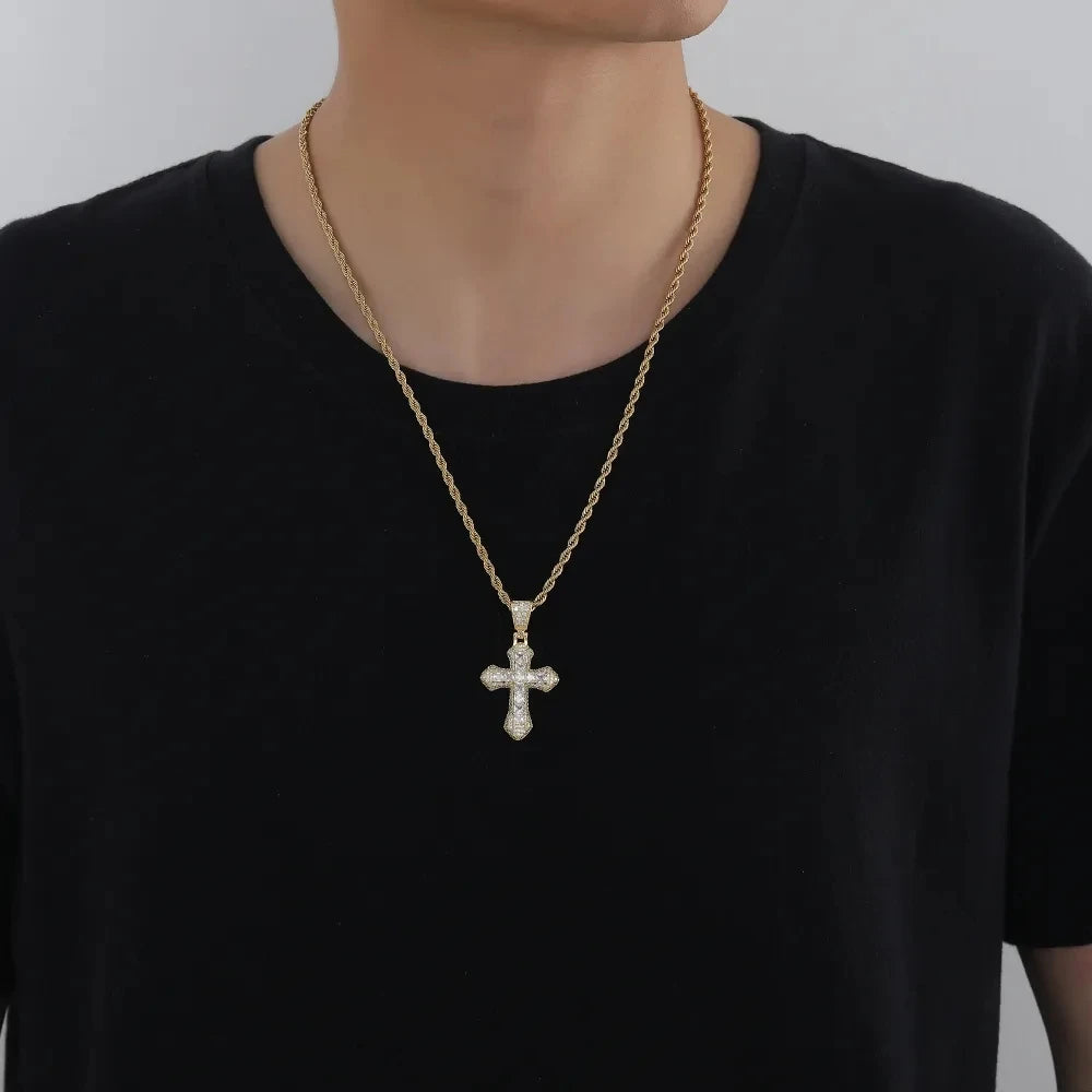 2025 Pink Red White Purple Blue 5 Color Cute Mini Small Colorful CZ Cross Pendant Necklace Hip Hop Men Women Fashion Jewelry