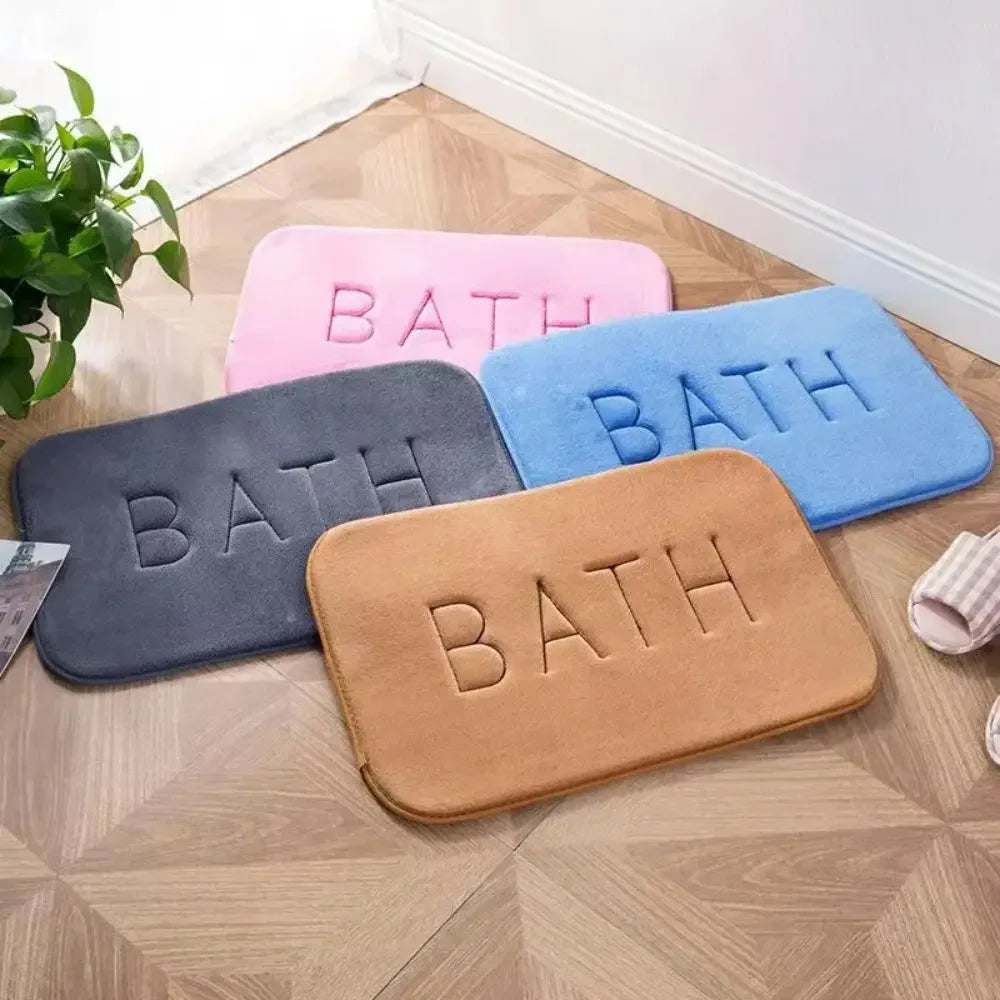 Modern Gray Fast Water Absorbing Thick Soft Polyester Memory Foam Core Non-Slip Faux Cashmere Bathroom Mats/Colors-Gray/Brown/Pink/Multicolor