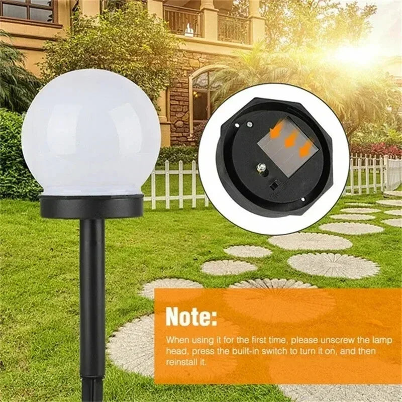 ZHIYU Modern Waterproof Automatic Light Control Mode Power-Saving Solar-Powered Round Ball Shaped Plastic Warm White LED Walkway Black Base Lamps/LED Incandescent Bulbs Included