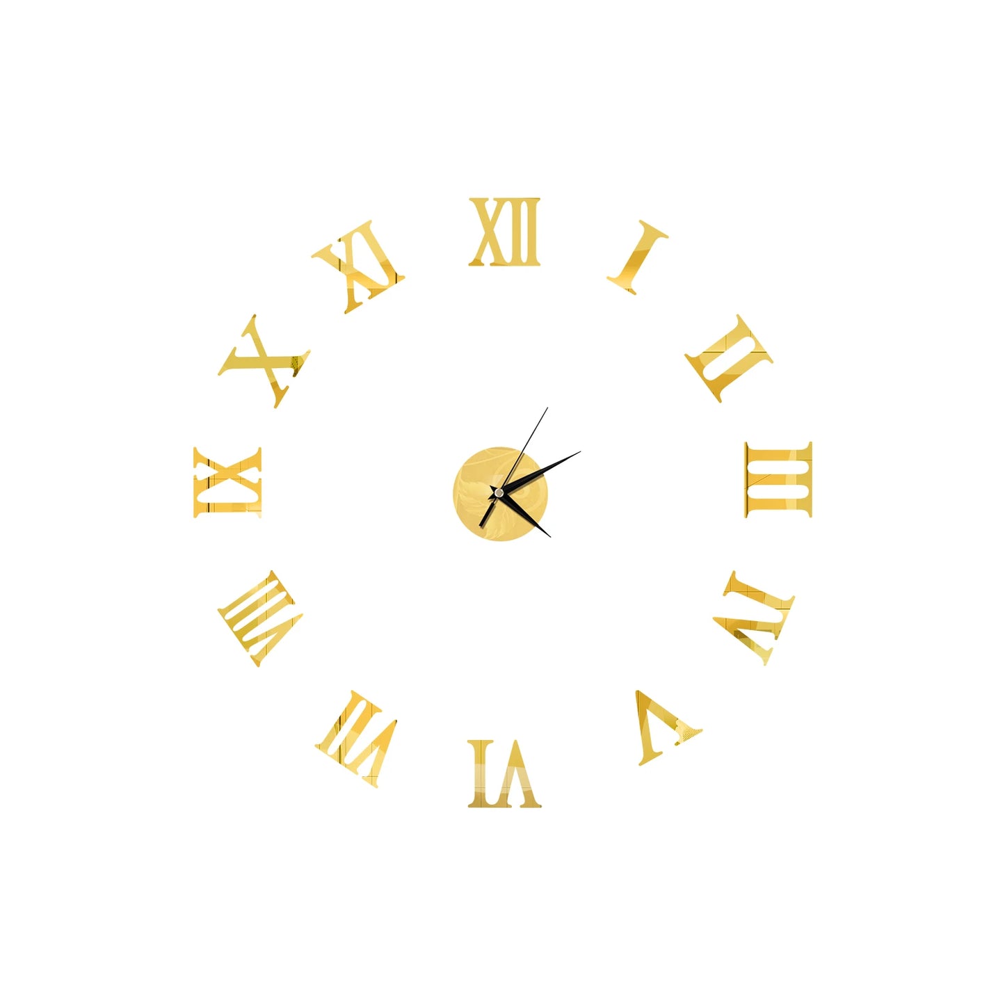 Self-Adhesive Waterproof Vapor-Proof Non-Toxic Safe Acrylic 3D Mirror Wall Clock Decals/Colors-Black/Silver/Gold