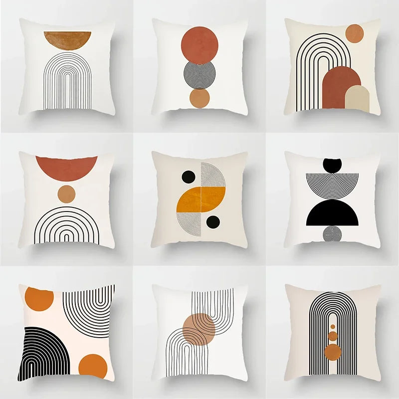 Handmade Printed Abstract Geometric Linen / Cotton Decorative Pillowcases/Sizes : 40x40cm 45x45cm 50x 50cm