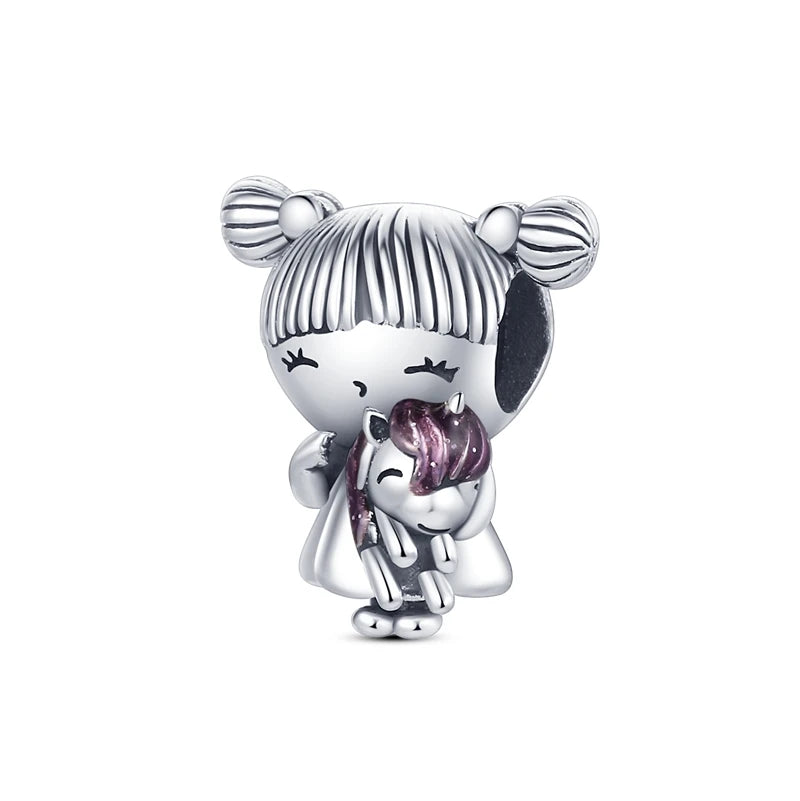 Fine Irregular Silver Plated Round Charms-Pendants Rope Link Bracelets/Colors-Silver/Pink/Multicolor/Floral/Animal