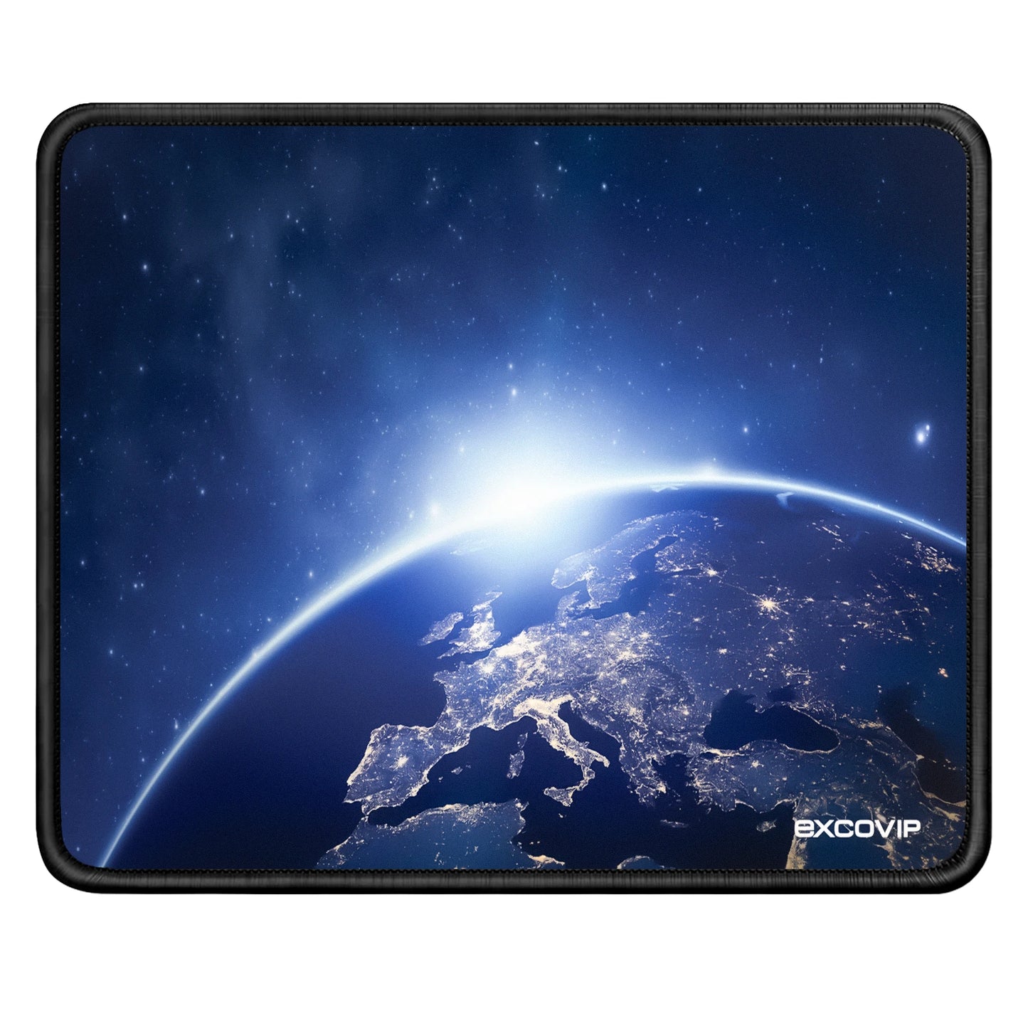 EXCO Small Square Durable Space Rocket-Earth-Solar System Theme Stitched Edge Non-Slip Fabric Foam Rubber Base Gaming Mouse Pads/Colors-Black/Blue/Navy Blue