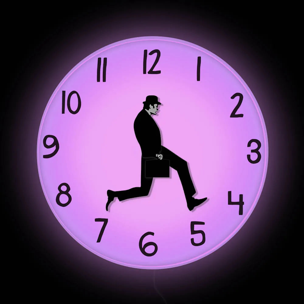 Plastic Antique Style British Comedy Inspired Ministry Of Silly Walk Printed Wall Clocks/Colors-White/Purple/Red/Blue/Black