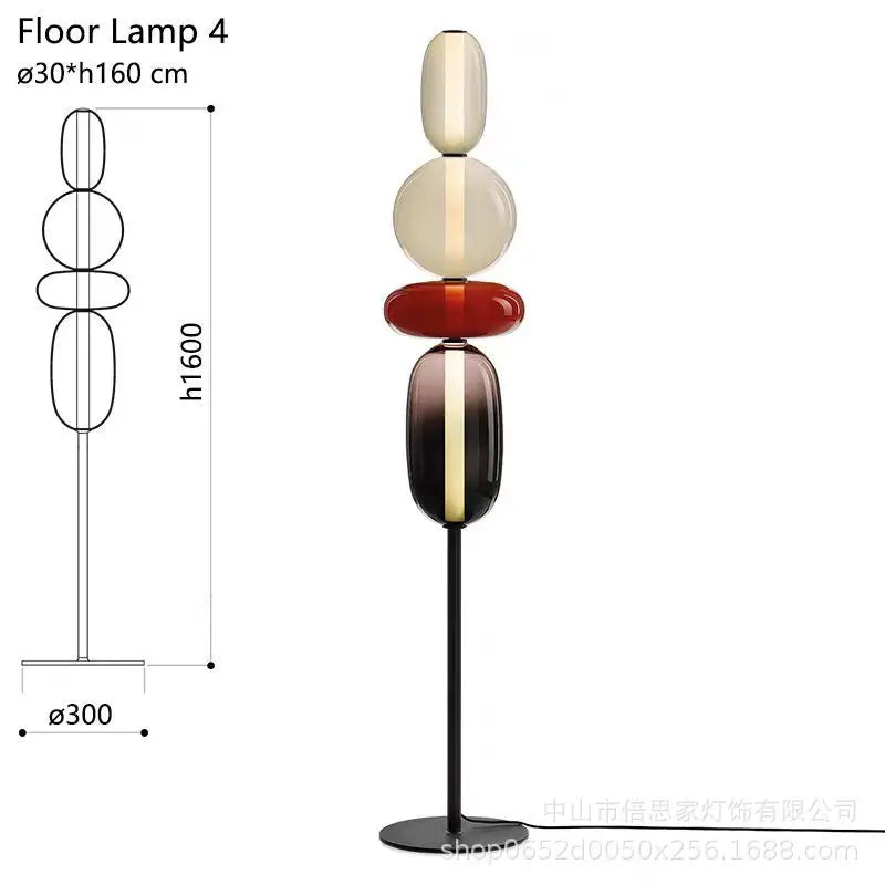 Modern Italian Colorful LED Glass Blown Bubble Cord Metal Base Table Lamps/Colors-Multicolor/Red/Black