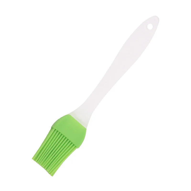 Kitchen Plastic Non-Slip Frosted Handle Disassembling Head Basting Silicone Bristle Brush-Hook Hole/ Colors-Orange/Pink/Green/Red/Yellow/Blue
