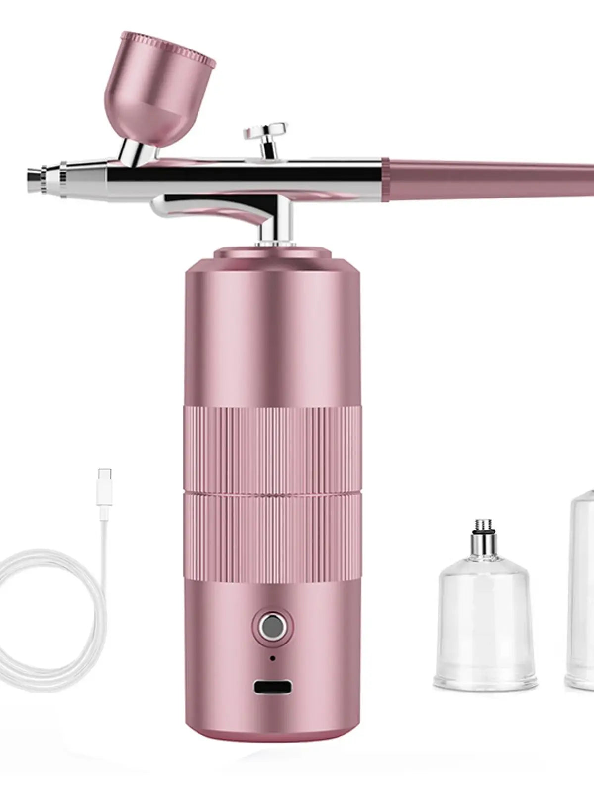 OLOEY Professional Grade Outdoor Black-Silver Handheld Rechargeable Cordless Electric High Pressure Air Spray Nozzles Guns/ 2 Clear Plastic Tubes/ USB Charging Cord/Colors-Black/Green/Pink/Silver/White/Clear