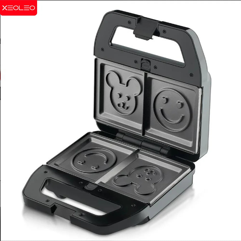 XEOLEO Black Non-Stick 5 in 1 Electric Waffles Iron Makers/5 Non-Stick Plates Included