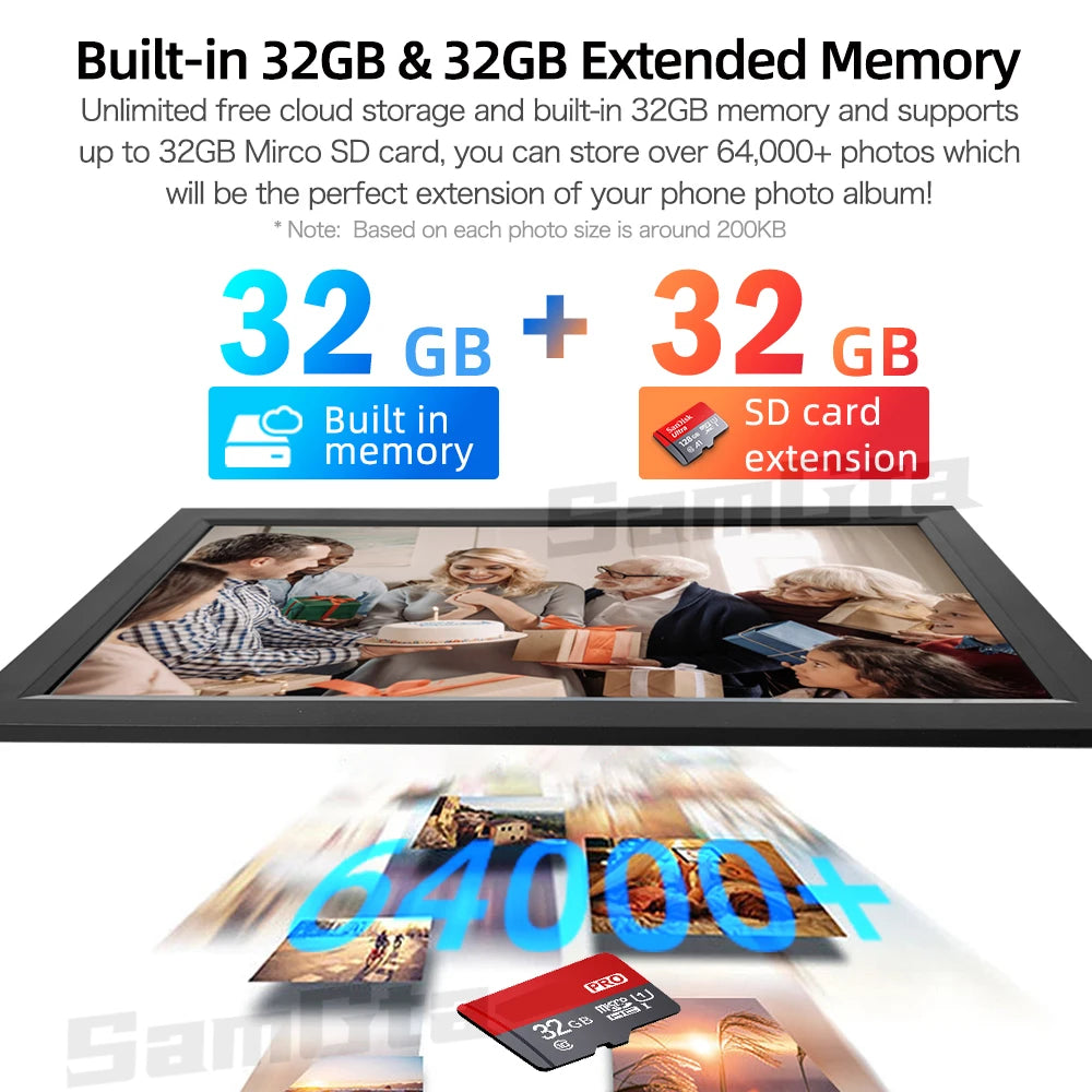 FRAMEO 15.6 Inch Smart IPS Display-Touchscreen Wireless Photo Upload Full HD Flips Back-Forward WIFI-Digital Auto-Rotate Picture Frames/32GB Built-In Memory Storage/ SD-Card Extension Only/ No SD Card/Image Format-JPEG/Colors-Black/White