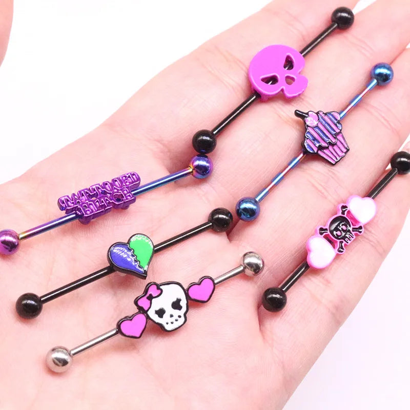 Adults Stainless Steel Straight Rod Body Chain Jewelry/Colors-Multicolor/Black/Purple/Pink/Blue/Green
