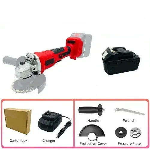XMSJ COOFIX Customized Color Handheld Tomato Red-Black Plastic Body Battery-Powered DC-Powered Cordless Brushless Motor 21V Electric Angle Grinders/Charger/1 Battery/Accessories