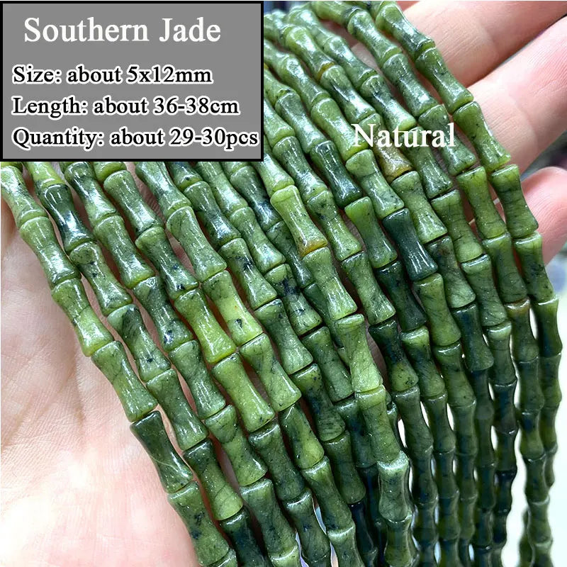 Wholesale 100% Natural Green Jade Cylinder Square Irregular Faceted Round Stone Beads for Jewelry Making Diy Bracelet Charms