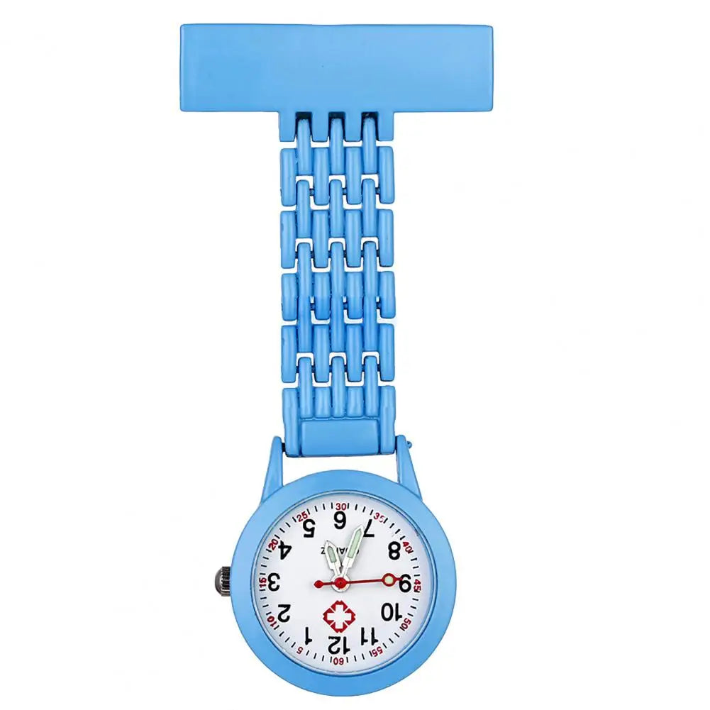 BLUELANS Unisex Adults Stainless Steel Metal Alloy Case Nurses Quartz Analog Display Locked Brooch Rectangle Pin Attachment Round Shaped Glass Face Fob Pocket Watches/Colors-Red/Purple/Black/White/Sky Blue/Dark Blue/Green/Pink