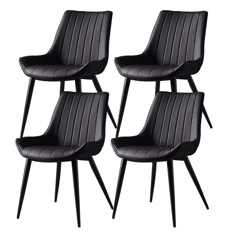 4 pcs Nordic Armless Leather Upholstered Backrest-Seat Dining Chairs/Colors-Black/Green/Brown/Beige/Orange/Gray