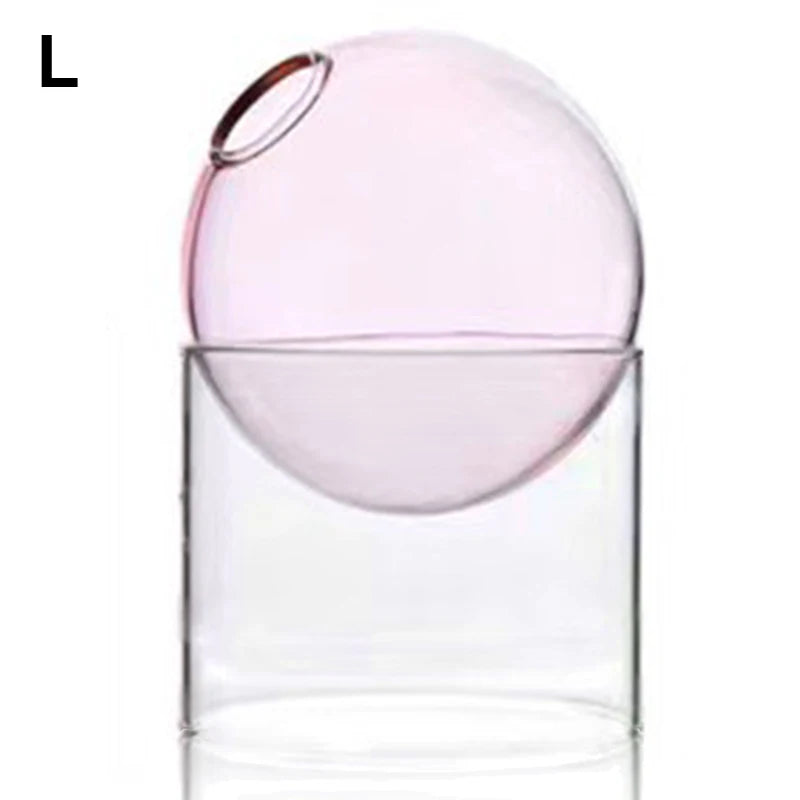 Mini Nordic Tabletop Borosilicate Glass Ecological Round Bottle Vases/Colors-White/Orange/Blue/Clear