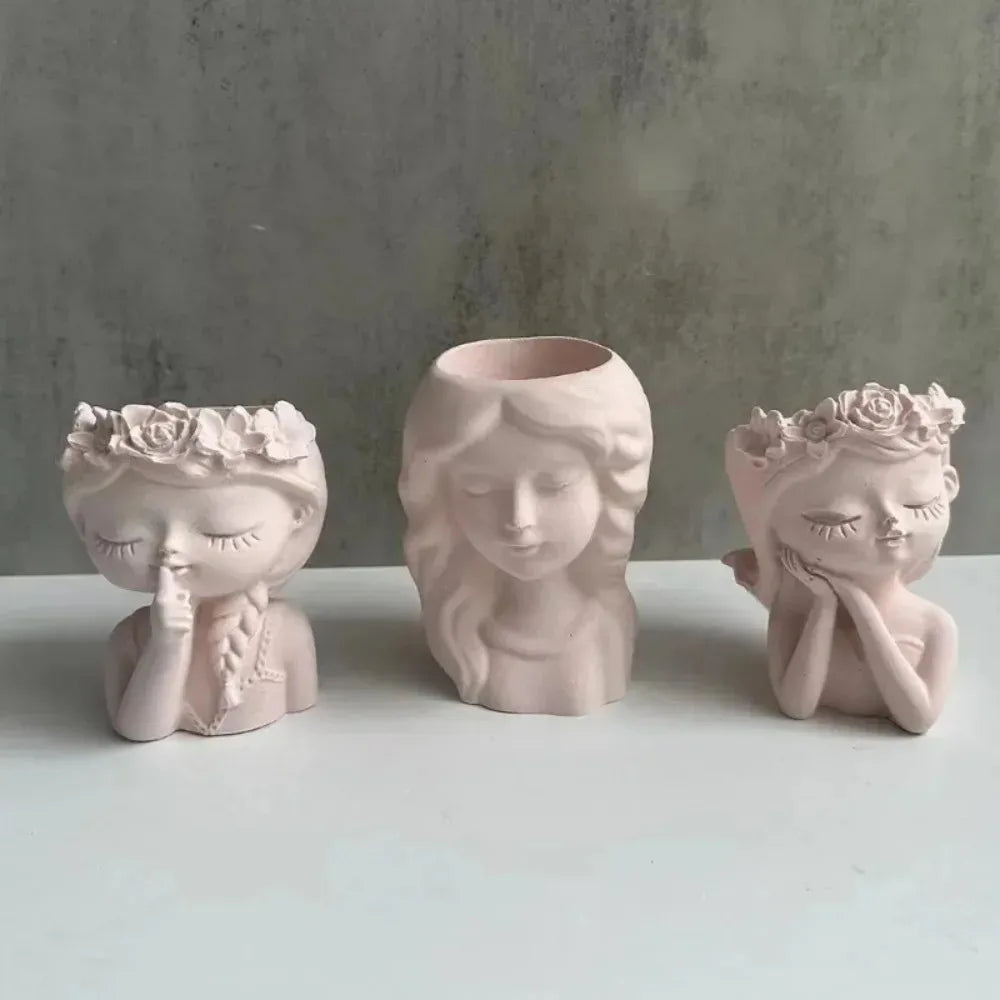 Milky Garland Girls Sleeping Beauty Potted Silicone Craft Molds