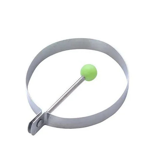 Kitchen 5 PCS Set Silver Stainless Steel Round-Heart-Flower-Five-Pointed Star-Mouse Shaped Egg Mold Inward Handle Round Light Green Ball Rings