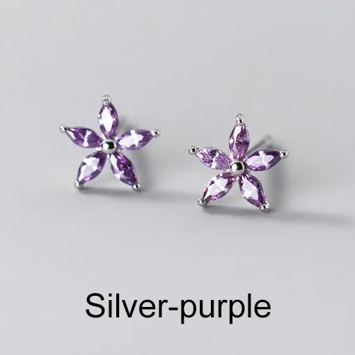 INZATT Real 925 Sterling Silver Colourful Zircon Star Stud Earrings For Women Party Trendy Fine Jewelry Minimalist Accessories