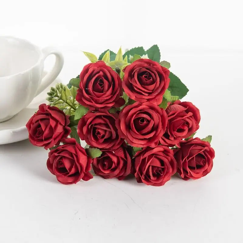 Artificial Silk Bouquet Begonia Peony Plants/Colors-Beige/Red Rose/Pink/Red/White/Light Pink/Purple/Burgundy