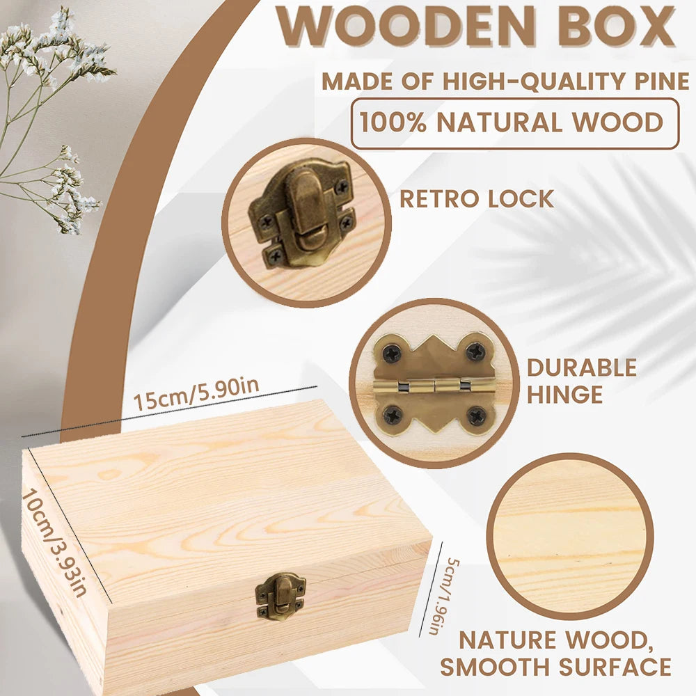 Unisex DIY Craft Babies-Kids All Ages Personalized Locked Floral Nature Wood Durable Hinges Newborn Babies-Adults Keepsake Boxes/Babies Ages: 0-6 Months