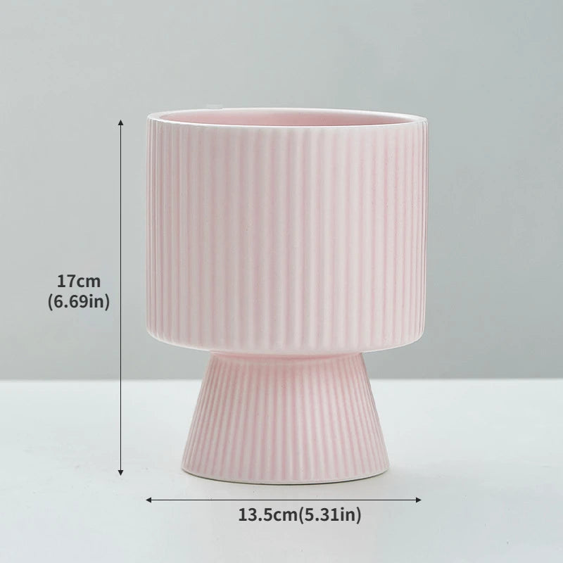 Nordic Creative Striped Ceramic Flower Pots, Modern Minimalist Morandi Vases, Green Plants, Home Decoration, Modern Decoration