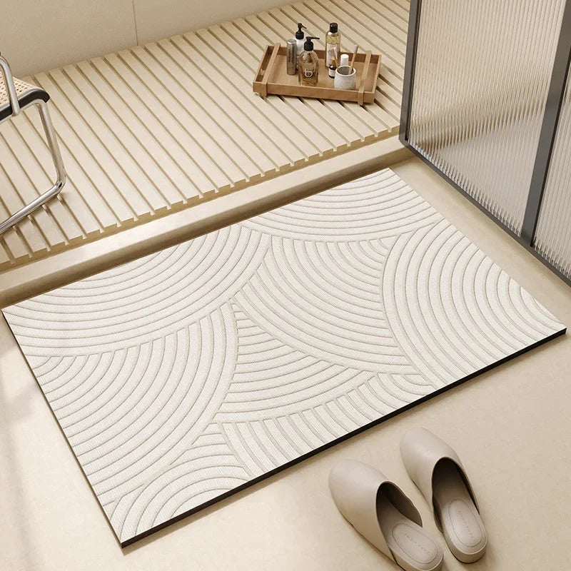 VIKAMA Kitchen Classic Modern Indoor-Outdoor PVC Persian Design Striped-Geometric Anti-Slip Fade Resistance Hypoallergenic Non-Toxic Japan South Korea Diatomite Rugs/Hand-Machine Washable