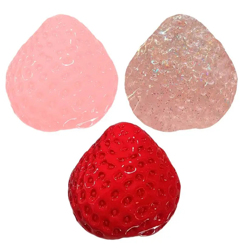 TPR Plastic Cute Squishy Realistic Red-Pink Strawberry Mochi Squeeze Simulating Slow Rebound Anxiety-Stress Relieving Fidget Toys/Ages: 13-18 + Years Older