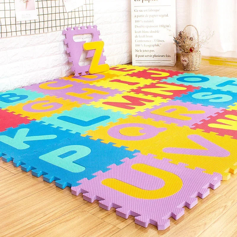 Baby Play Mat Kids EVA Foam Puzzle Carpet 30cmX30cm Interlocking Floor Tiles Educational Alphabet Numbers Activity Game Toys