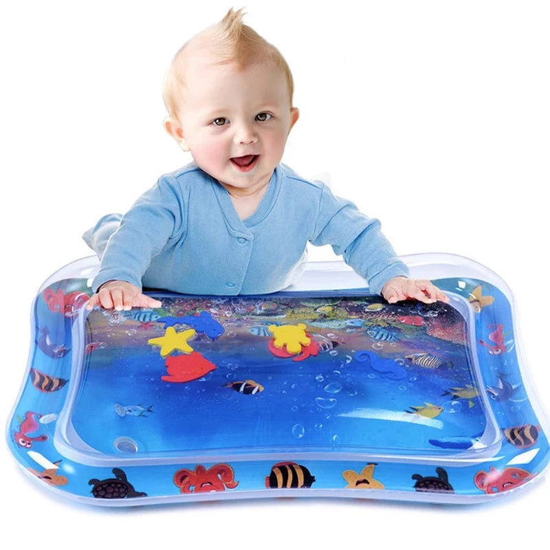 Babies-Toddlers Infinno Plastic-Foam Rectangle-Heart-Star Shapes Inflatable Air-Waterfilled Valves Foldable Cute Cartoon Multicolor Ocean Creatures Scene Tummy Time Mats/Colors-Multicolor/Ages: Newborn 0-3 Years Old