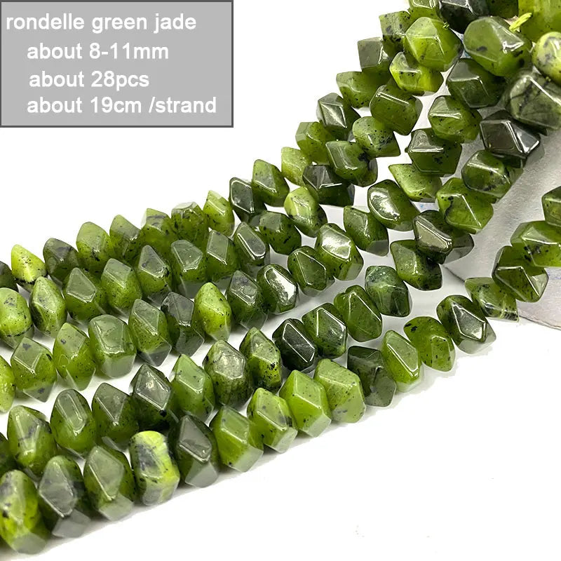 Wholesale 100% Natural Green Jade Cylinder Square Irregular Faceted Round Stone Beads for Jewelry Making Diy Bracelet Charms
