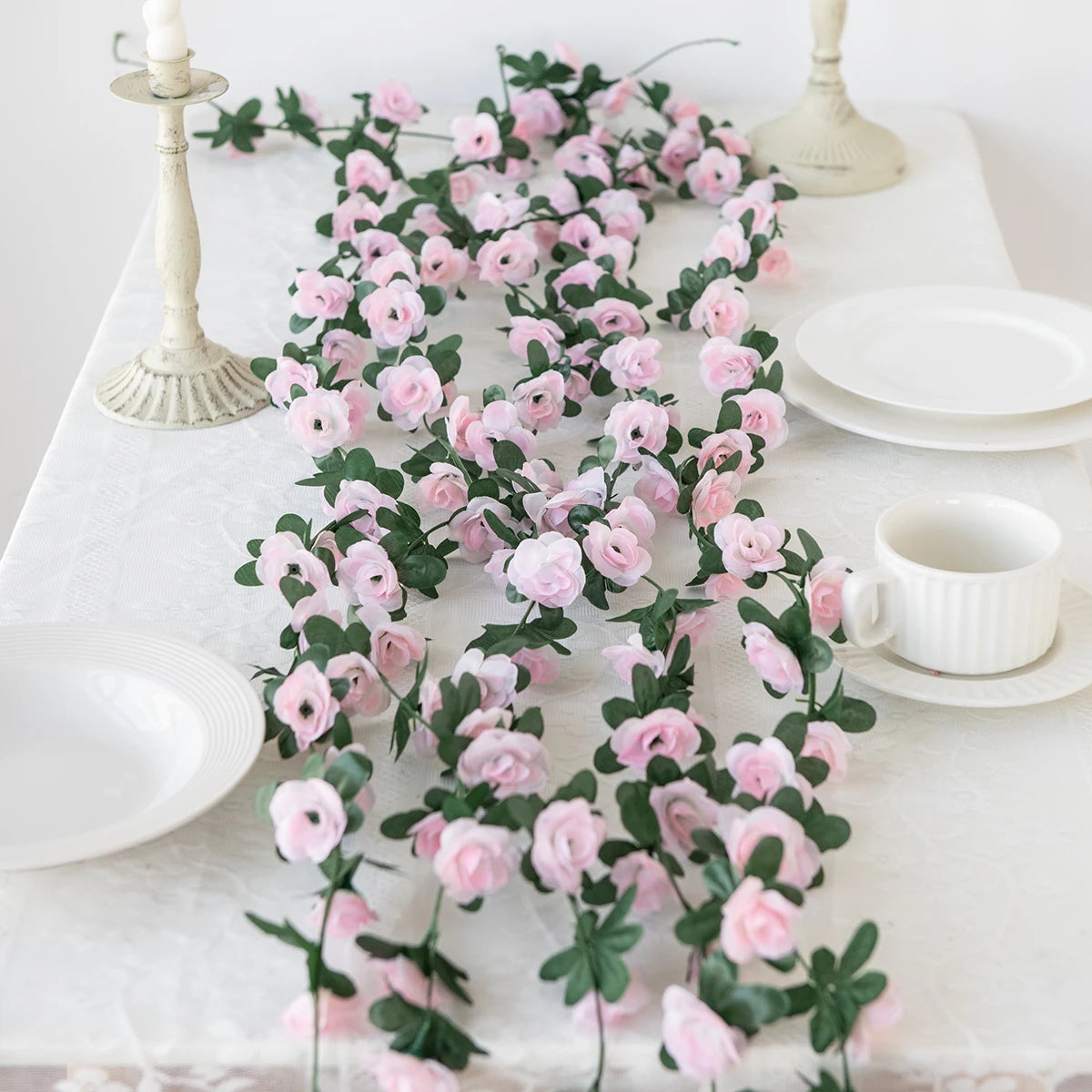Plastic Artificial Climbing Flowering Silk Rose Vines/Colors-Light Blue/Red Rose/Deep Blue/Black/Light Purple/Champagne/Deep Pink/Orange/Plum/Beige/Light Blue/Burgundy