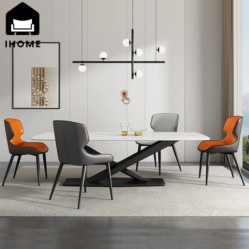 IHOME Embracing Backrest/ Foam Padding Nordic Faux Leather Cover Doll Dining Chairs/Colors-Orange/Black/Gray/Blue/Beige/Size: 80x50x45