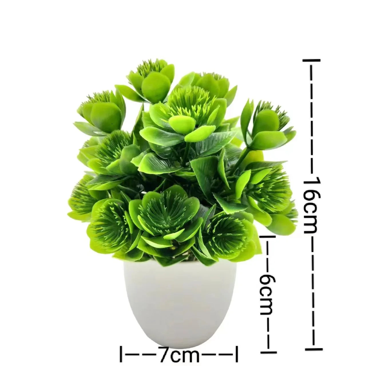 Indoor Mini Green Artificial Floral Bonsai Ardisia Spring Grass Pine Needle Non-Flowering Plant-Plastic Rectangle Pot