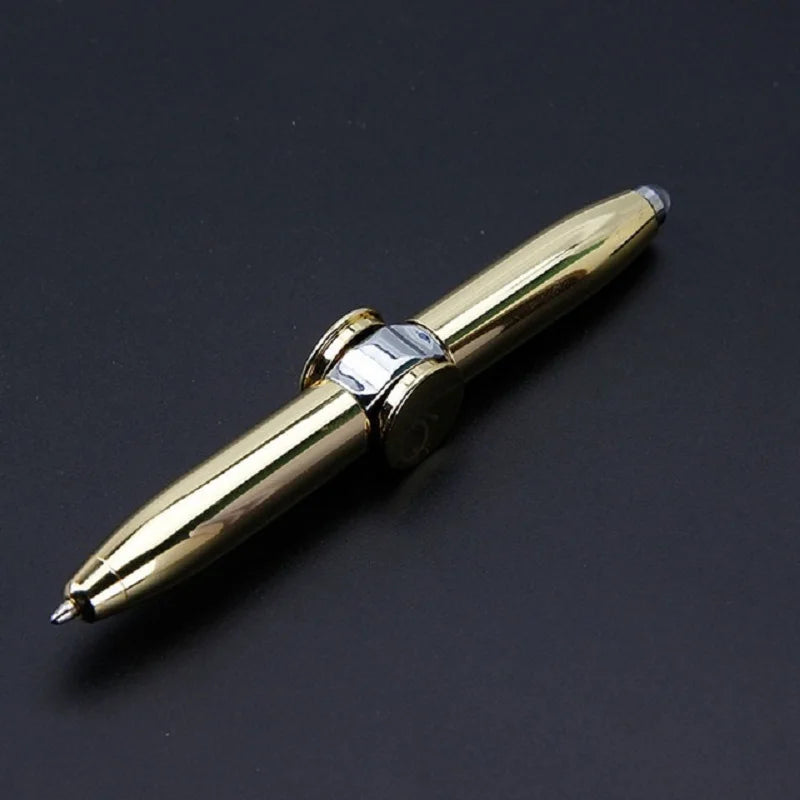 Gyro Metal Multi-Function Stress-Anxiety Relief LED Spinning Ballpoint Pen Fidget Toys/14-18 + Years Older/ Colors-Blue/Red/Silver/Gold/Black