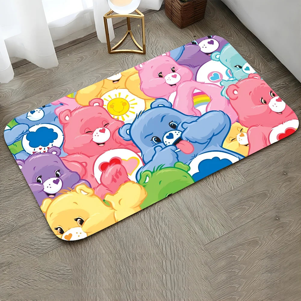 Non-Slip Fade Resistant Care Bears Theme Nylon Rectangle Floor Mats/Colors-Pink/Blue/Multicolor