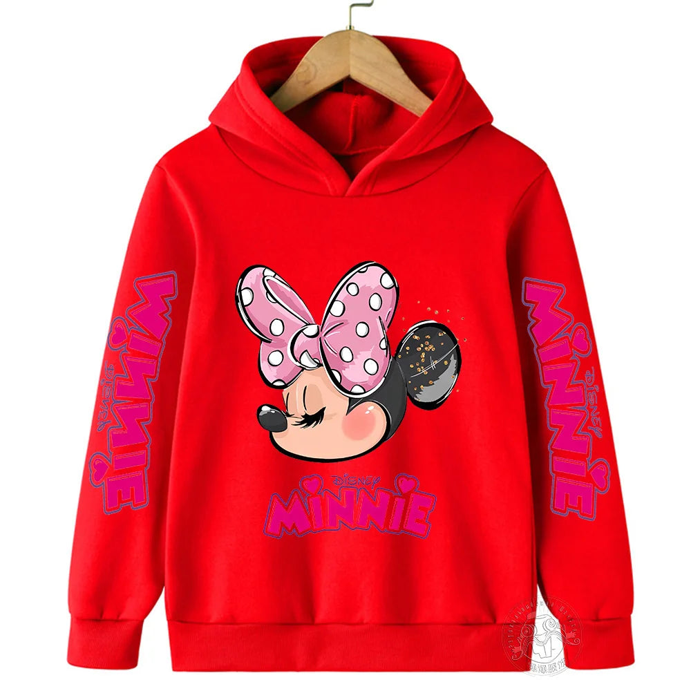 Child's Unisex Long-Sleeved Pullover Disney Minnie Polyester Winter Hoodies/No Head Pullcord/Colors-Pink/Red/Blue/Black/Gray/Yellow/White/Multicolor/Ages: 3-14 Years Old/Kids Sizes: 100/110/120/130/140/150/160
