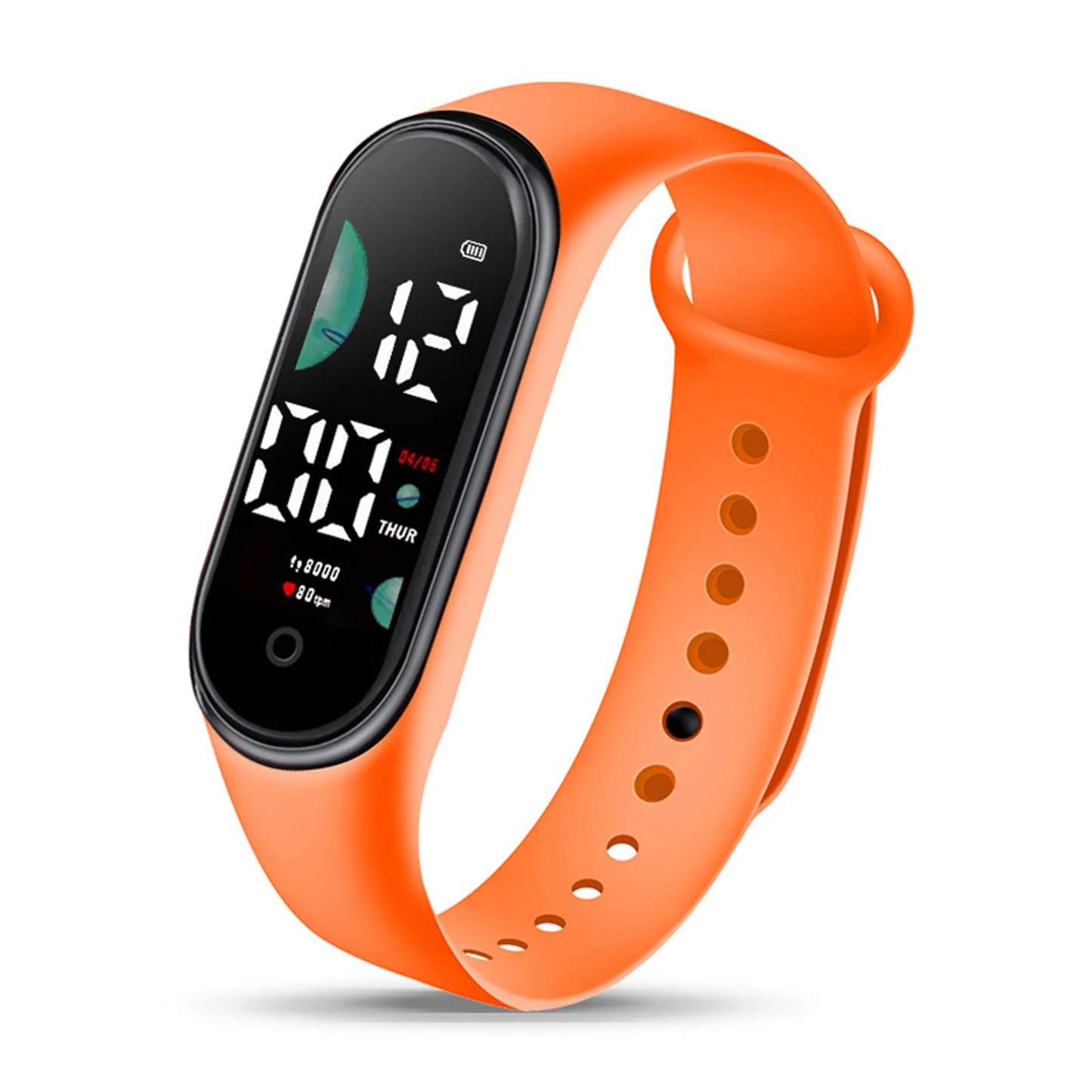 Universal All Ages Rectangle ABS Arabic Numeral Markers Luminous Display Electronic Clock Silent LCD Digital Portable Pocket Watch Keychains/Colors-Black/White/Pink/Orange/Yellow/Green