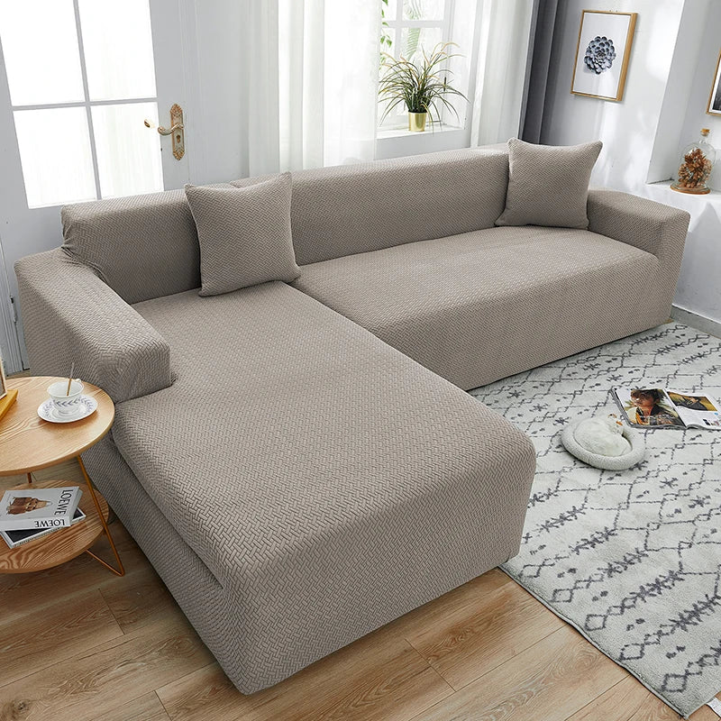 Jacquard L-shaped Sofa Cover For Living Room(Composed of 2 pieces),Elastic Covers For Sofa,Sofa Seat Cover For Home,Home Decor