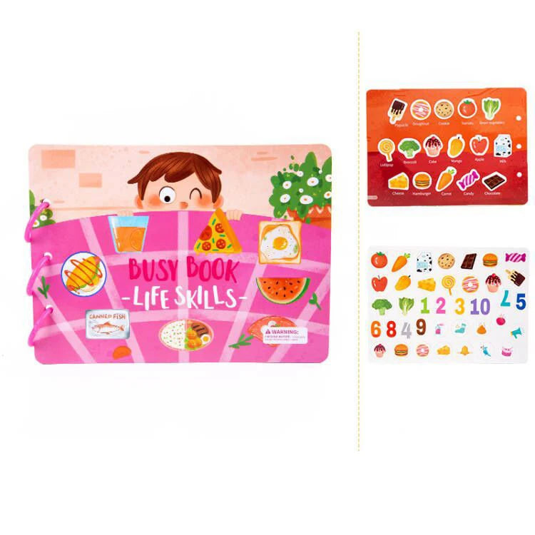 Child-Parent Hand-Painted 3 Plastic Rings Early Educational Stickers-Matching Game Cognition Cardboard Quiet Busy Books/Ages: Newborn-Preschoolers/Colors-Multicolor/Pink/Yellow/Animal