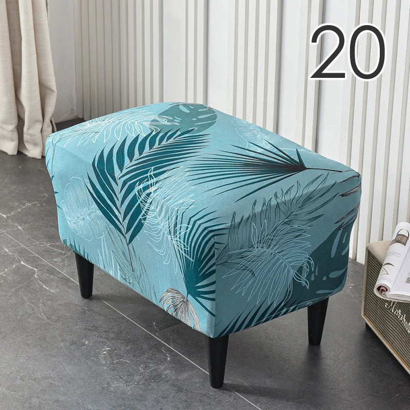 Rectangle Shaped Polyester Elastic Spandex Stretch Ottoman Slipcovers/Colors-Multicolor/Red/Floral/Black/Orange/Beige/Gray