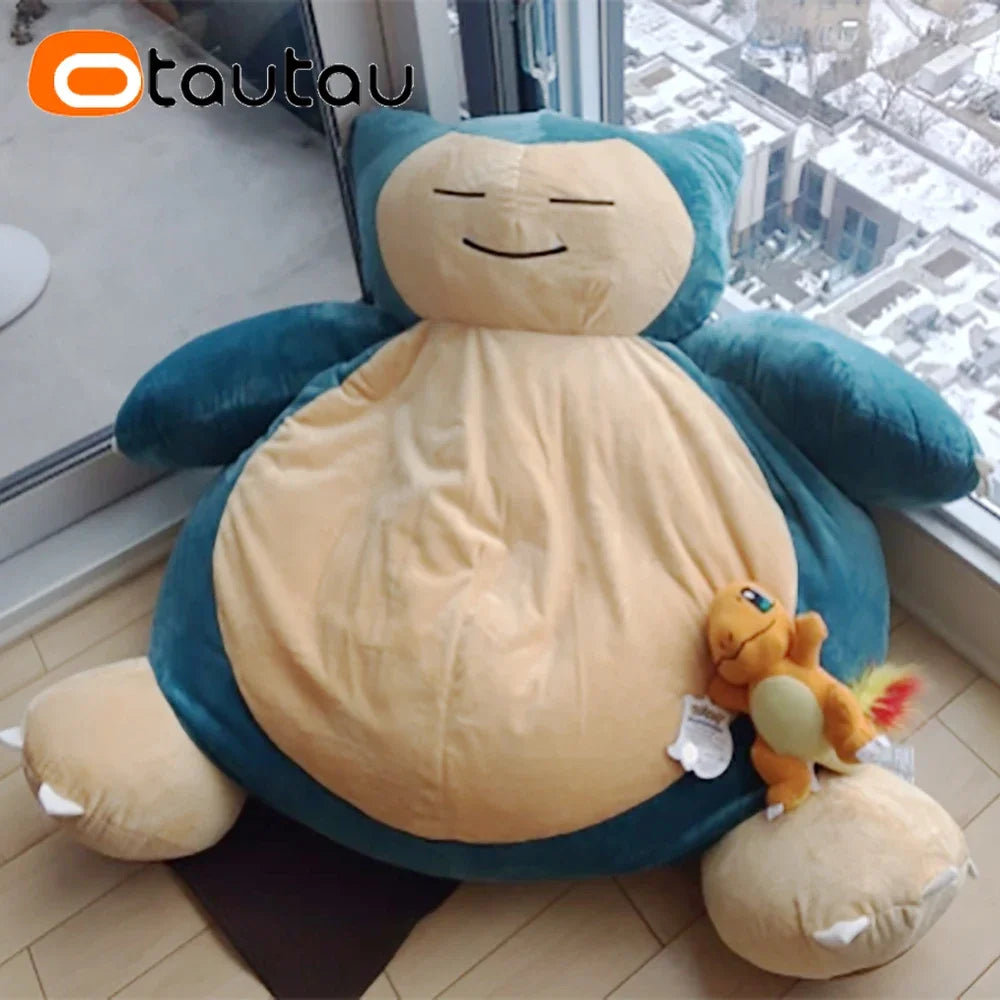 OTAUTAU Home Decor Accents 4.5 Foot Giant Green-Beige Cute Anime Cartoon Cat Shaped Bean Bag Pouf Waterproof Empty Without Filling Covers/ Without Filling/Choose Memory Foam Filler/Choose Cotton Filler/Colors-Green/Blue/Beige