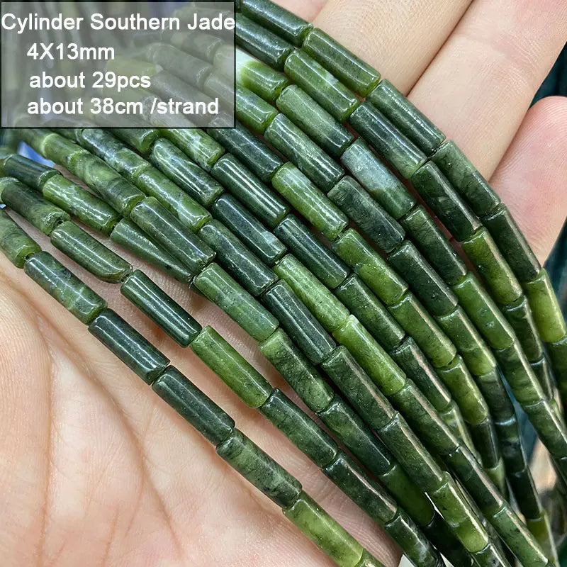Wholesale 100% Natural Green Jade Cylinder Square Irregular Faceted Round Stone Beads for Jewelry Making Diy Bracelet Charms