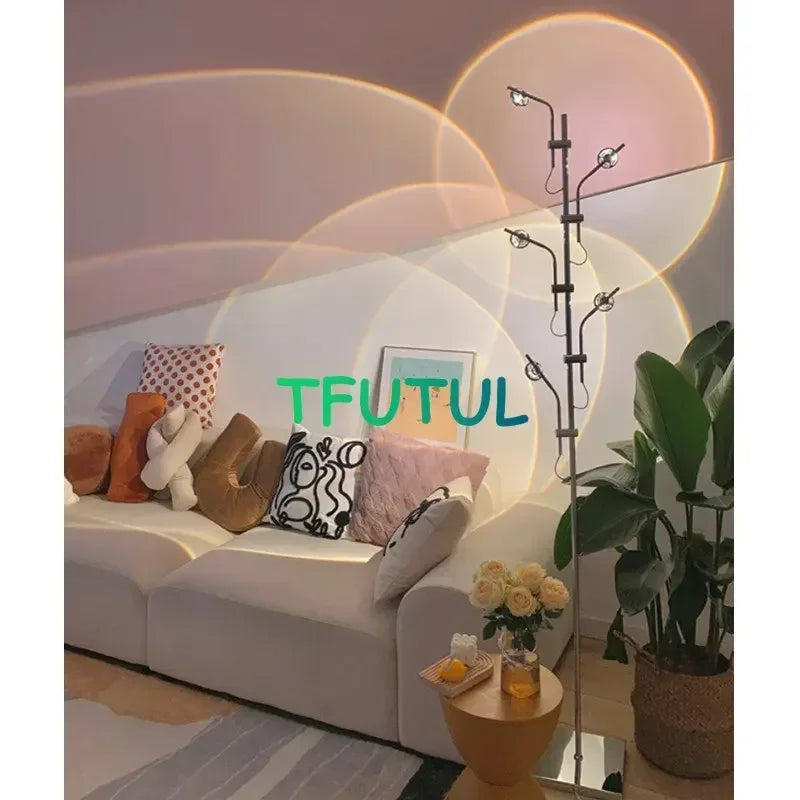 Italy Design Iron Rainbow Toughened Glass Shade Floor Lamps/Colors-Multicolor/Rainbow/Black