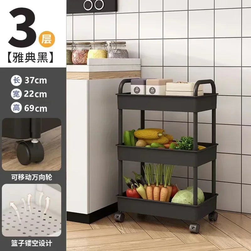 4 Tiers /Multi-Layer Plastic Storage in Kitchen/Colors-White/Black