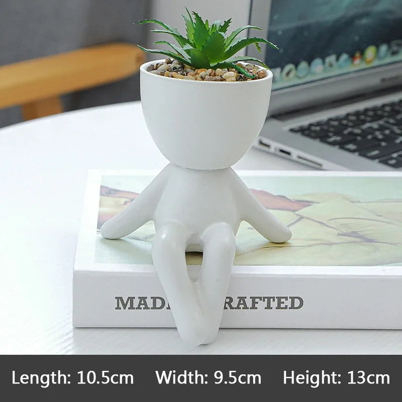 Creative Cute Imitation Humanoid Ceramic Flower Pot Succulent Planter Crafts Vase Home Decoration Personalized Gift Wholesale