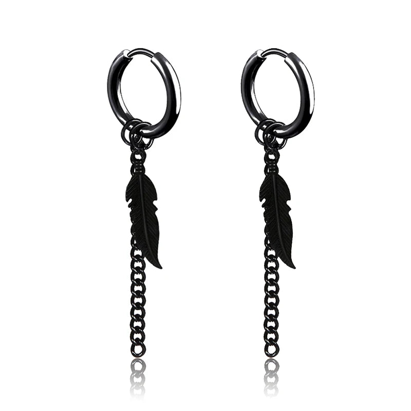 Unisex Metal Stainless Steel Imitation Black Studded Punk Earrings