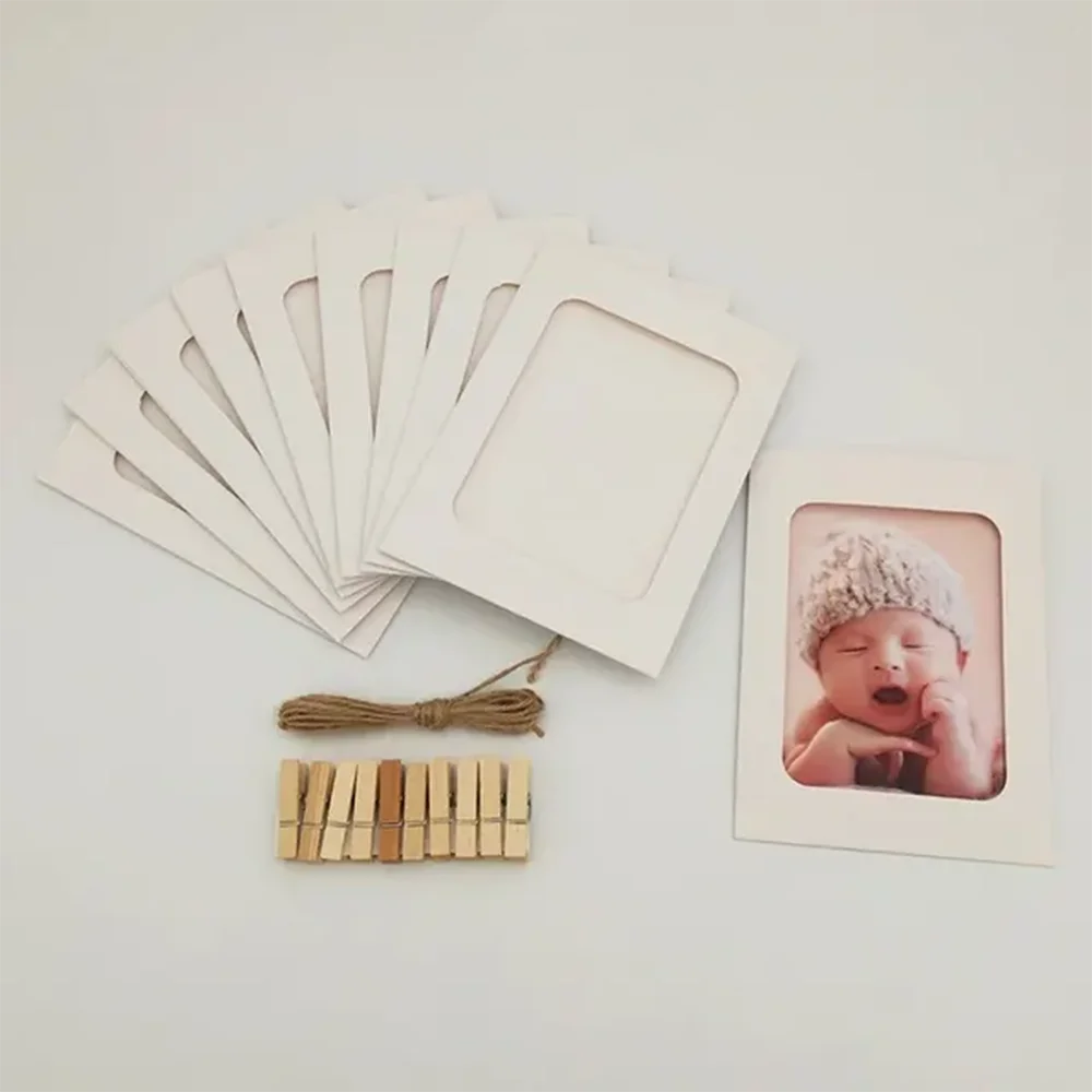 Unisex Rectangle Shape Paper Photo Picture Frame Clip Wall Art/Colors-Multicolor/Brown/Black/White