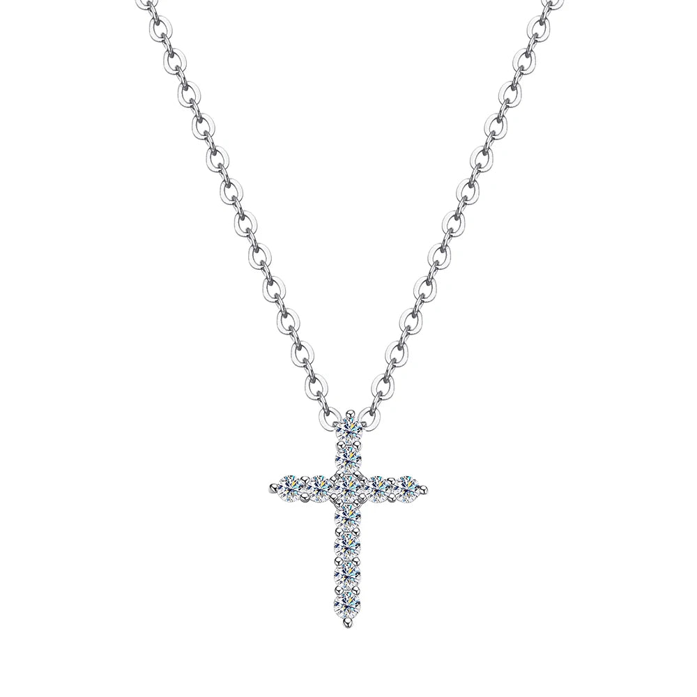 OEVAS 100% 925 Sterling Silver 2.5-5MM Cross Moissanite Necklace Pendant For Women Birthday Anniversary Gifts Fine Jewelry