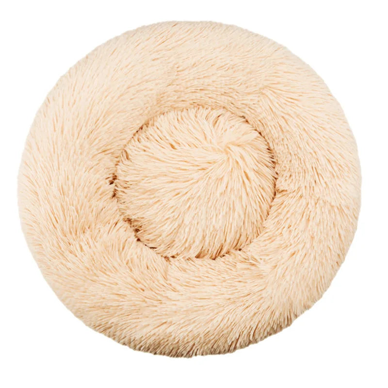 Cats-Dogs Round Washable Soft Cotton Lining Warm Plush Anti-Slip-Waterproof Bottom Beds /Colors-Gray/Dark Gray/Brown/White/ Pink/Tie Dyed/Light Apricot/Coffee/6 Sizes To Choose