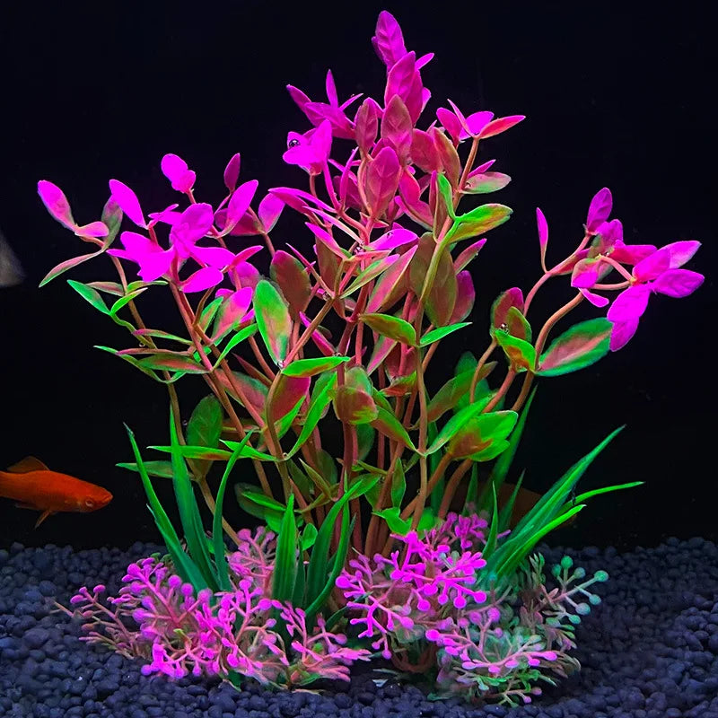 Plastic Artificial Aquarium Aquatic Grass Weeds Plants For Fish Aquarium/Colors-Floral Green/Purple